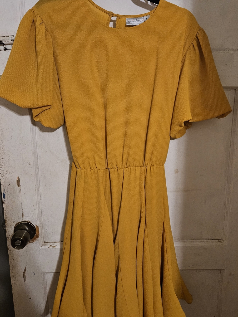 Premier Amour Women's Flutter Sleeve Midi Dress Yellow Size 12